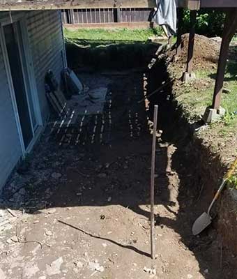 excavated area for lower level walkout