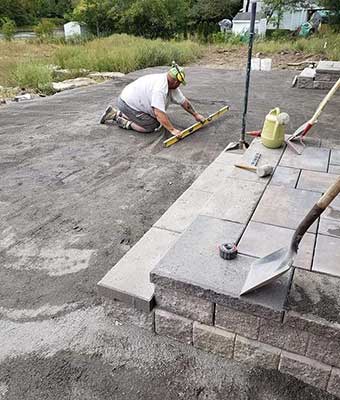 property being graded for stone patio