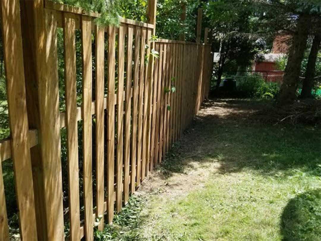 wooden fencing in backyard