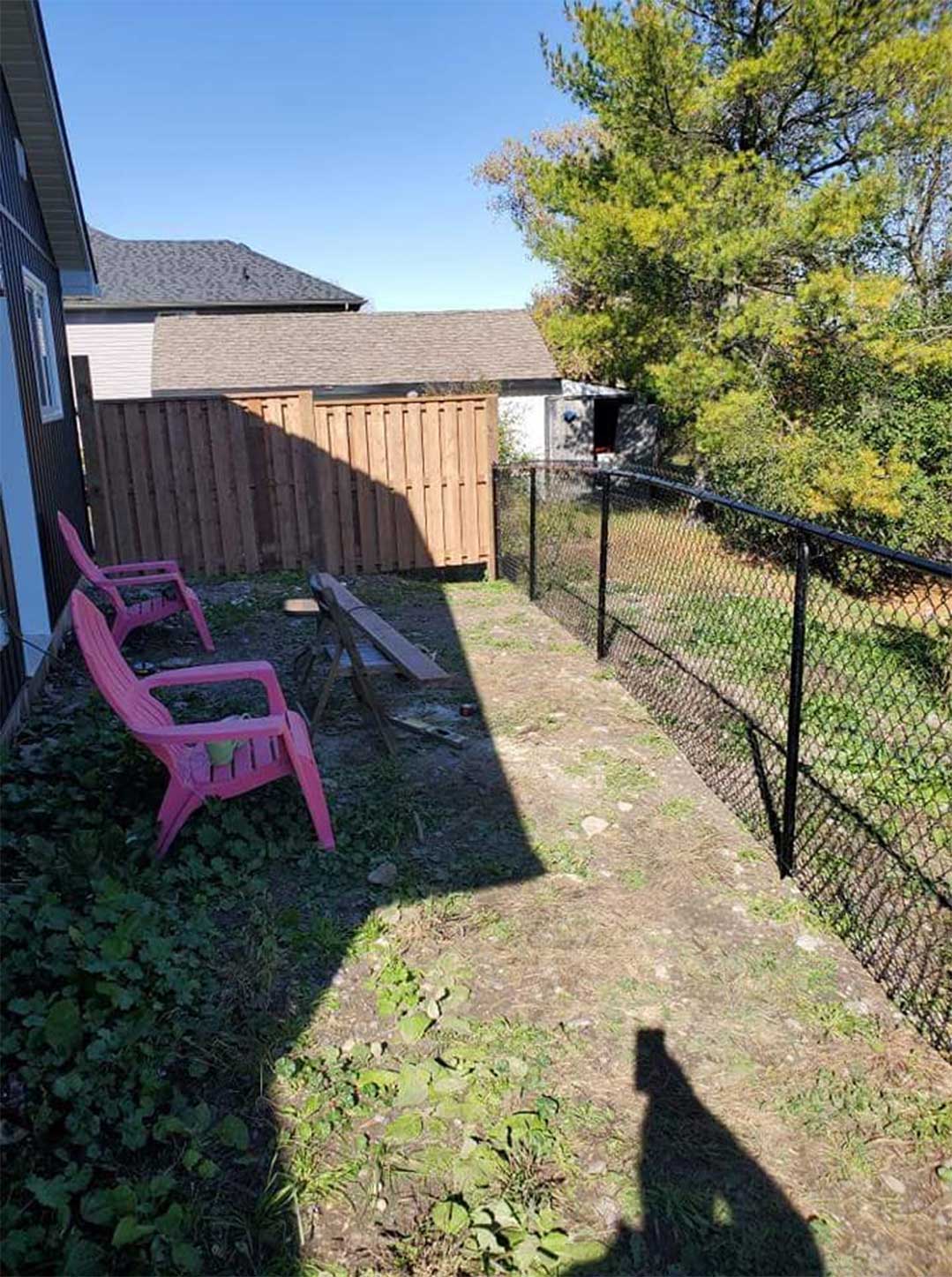 wooden and chain link fence combined